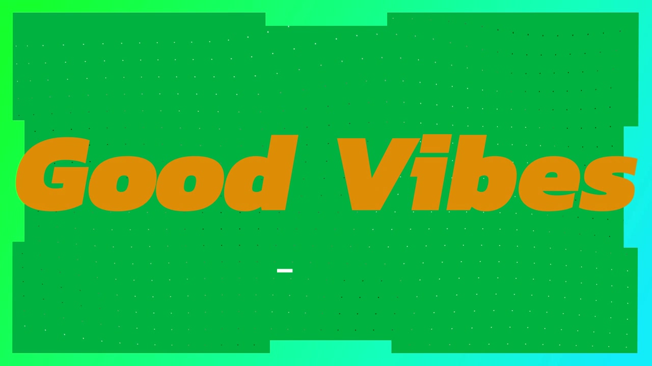 Animoitu "Good Vibes" -tekstigrafiikka vihreällä taustalla