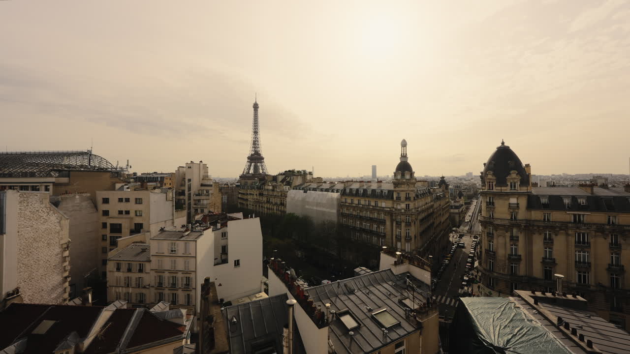 프랑스 파리 시 에 있는 에펠 탑 과 함께 건축 건물 들 의 파노라마 뷰