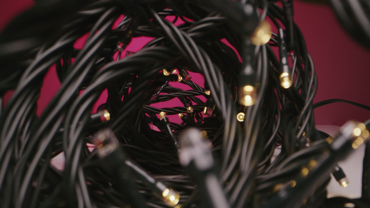 Close-up of Wrapped Christmas Lights