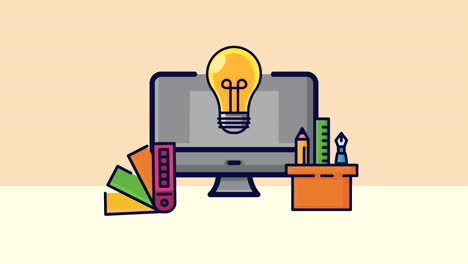 estudio de diseño gráfico de escritorio con bombilla