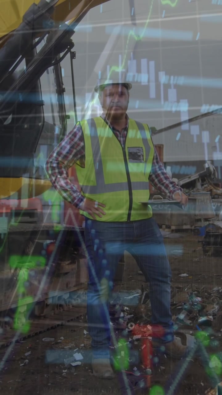 Animation av databearbetning över grävmaskin.