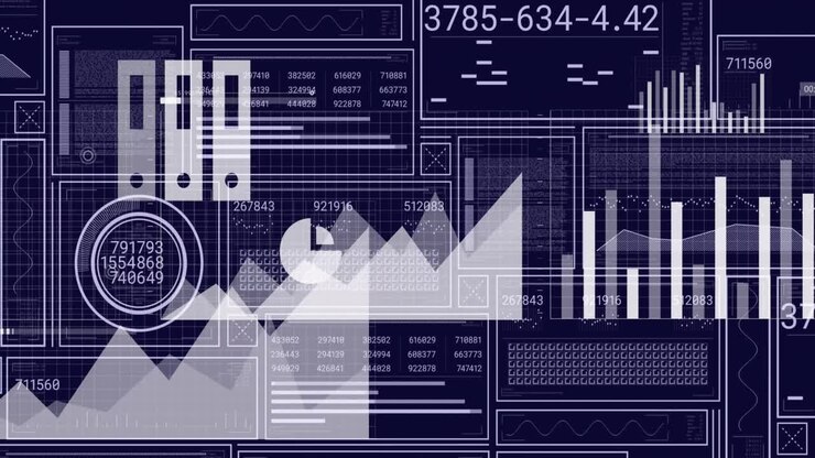 Animation of data processing over black background