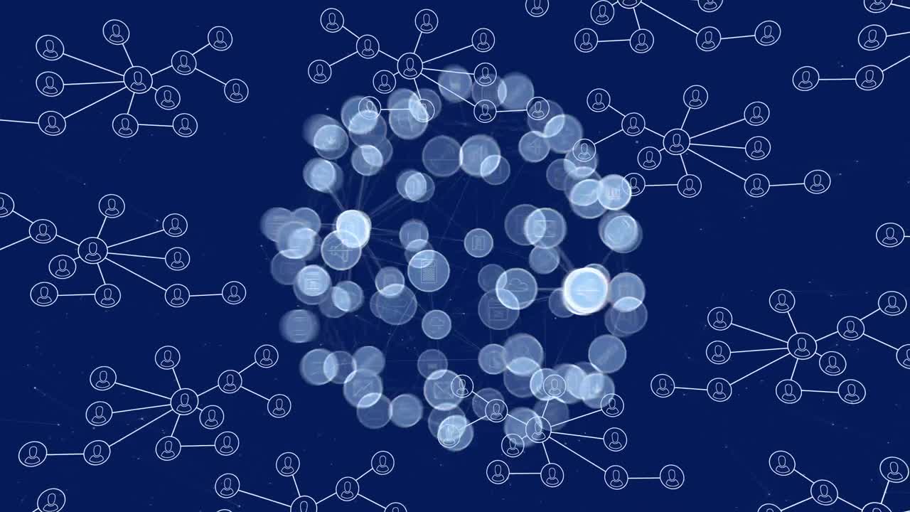 전 세계 사람들과의 연결 네트워크의 애니메이션 아이콘