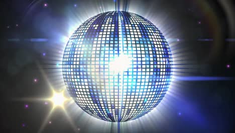 animation of spinning disco mirror ball on black background