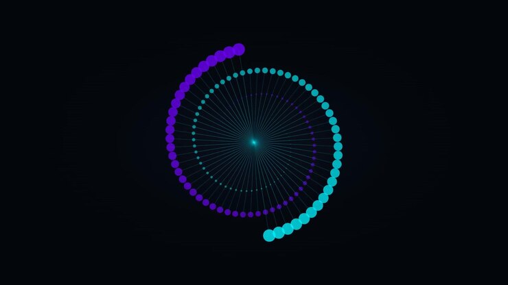Abstract Rotating Spiral Animation with Blue and Purple Dots