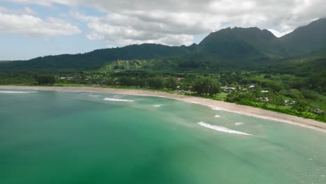 drone flight over hanalei bay, on the north shore of kauai island in hawaii, united states