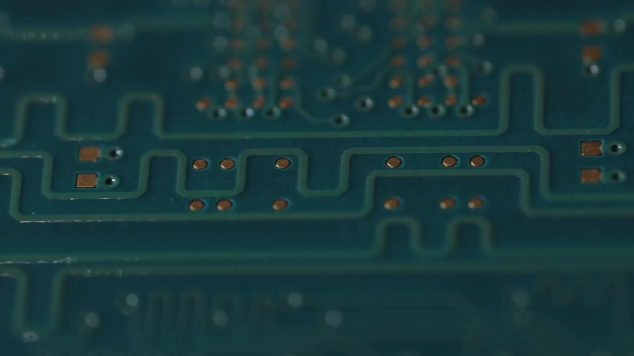 Eletronic circuits board with gold conectors. PCB board slider shot