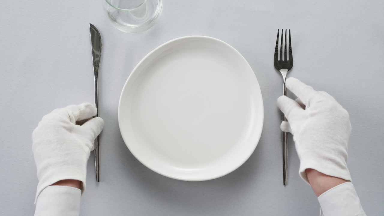 Table Setting with White Gloves