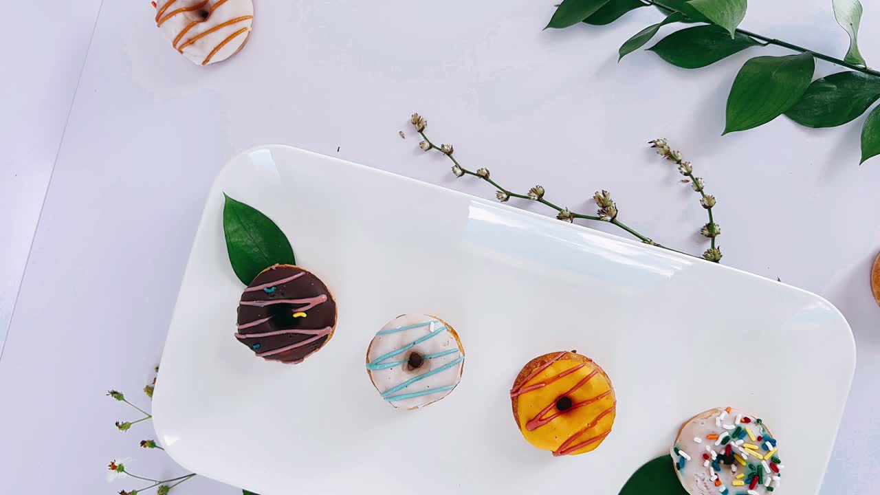 접시 에 있는 다채로운 미니 도