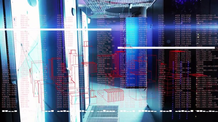 Scan starting, overlay spreading across rack aisle, multiplying cubes and flagging logs for audit