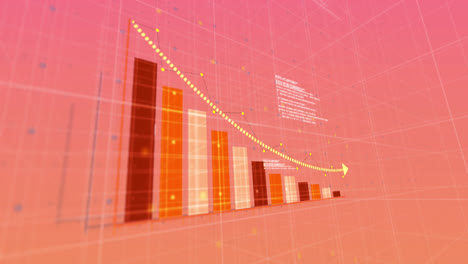 Animation-of-financial-data-processing-over-pink-background