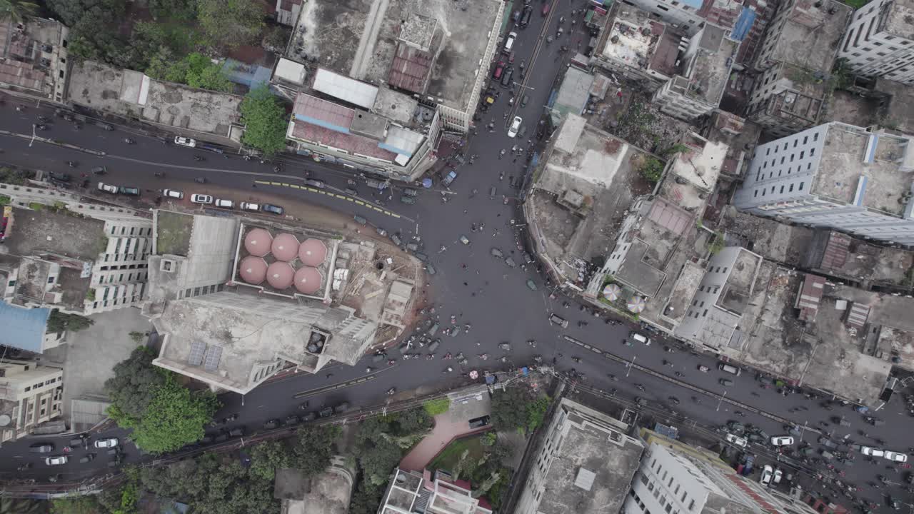 City Intersection Traffic with Clean Roads Aerial View