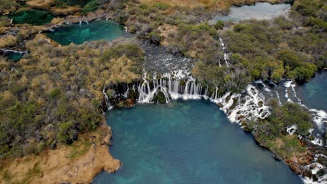 crystal clear waterfalls and turquoise lagoons of huancaya in yauyos province, lima in peru