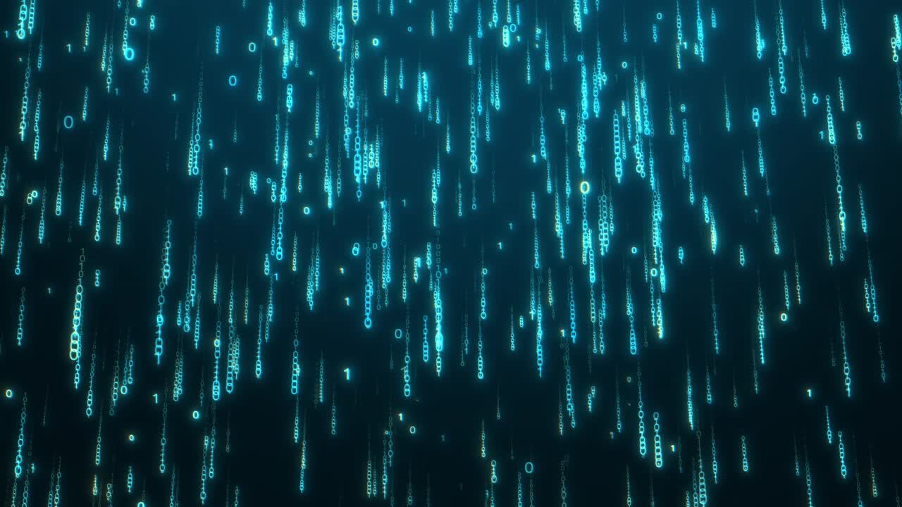 Futuristic Data Flow: Falling Binary Matrix in Dark Digital Space