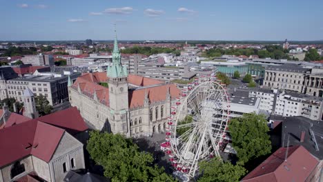 giant ferris wheel in the town center of braunschweig, germany