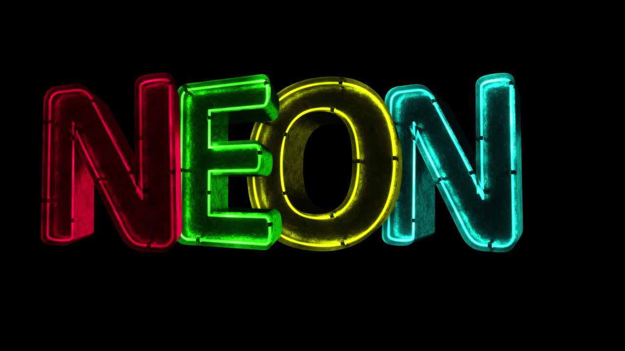 Parola Animata al Neon NEON che si Accende e Sfarfalla