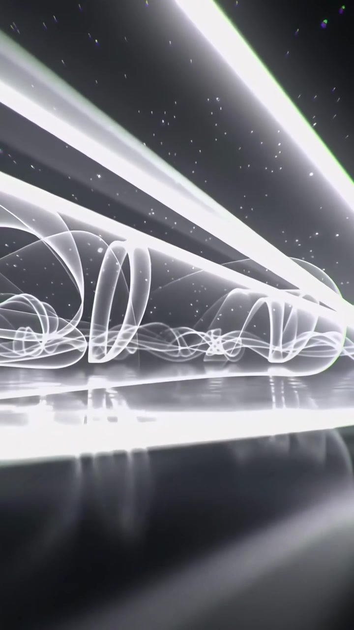 Abstract Motion Background with Glowing Light Waves and Particles