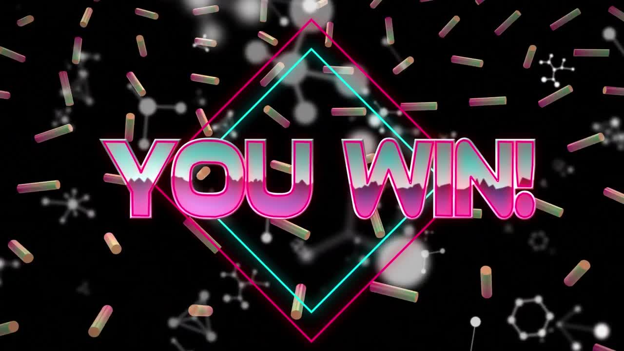 검은색 배경에 사각형과 다채로운 롤러를 이기는 애니메이션