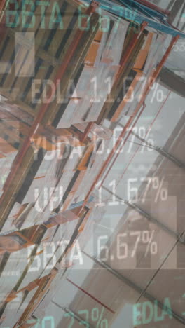 animación del procesamiento de datos financieros y el mercado de valores en un almacén vacío