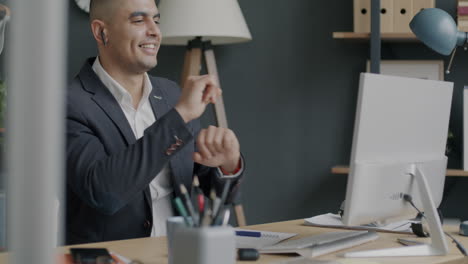 happy businessman at work