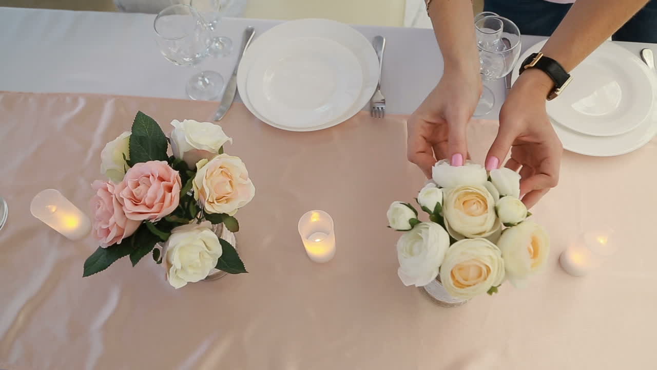 Decoration Element For Celebration. Celebration hall with flower decoration