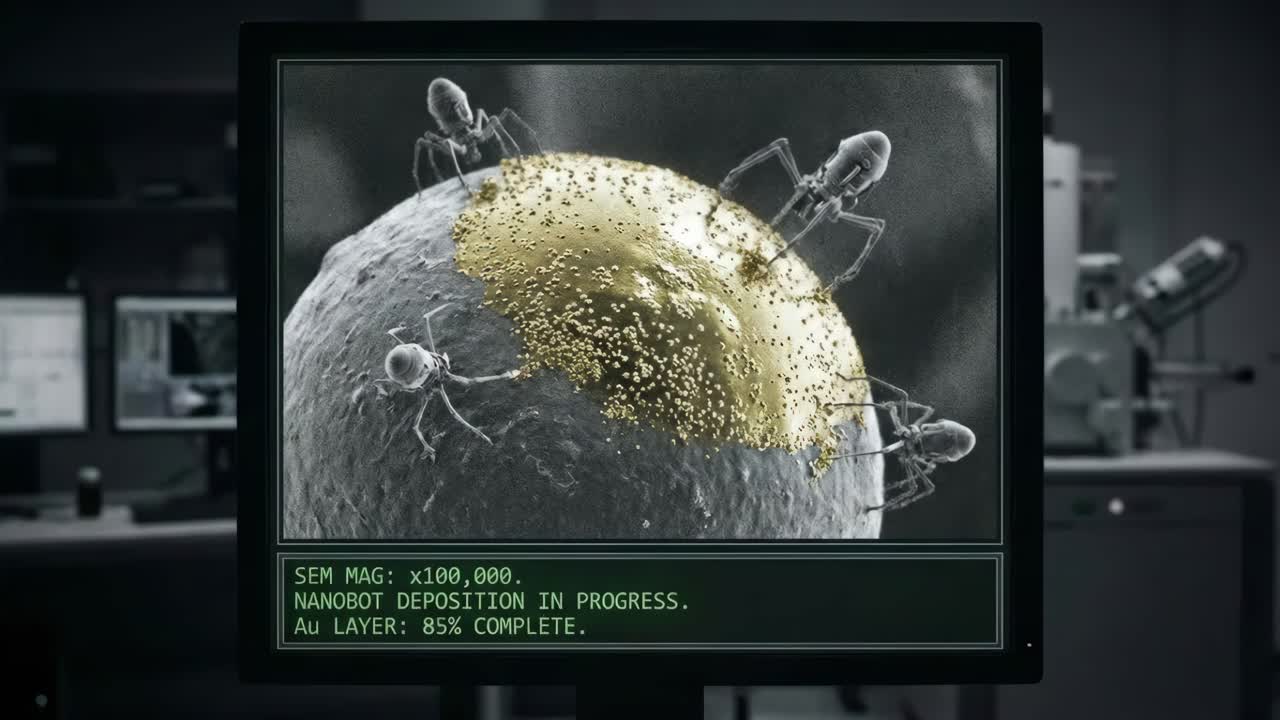 Nanobot Deposition Process Visualized Under SEM