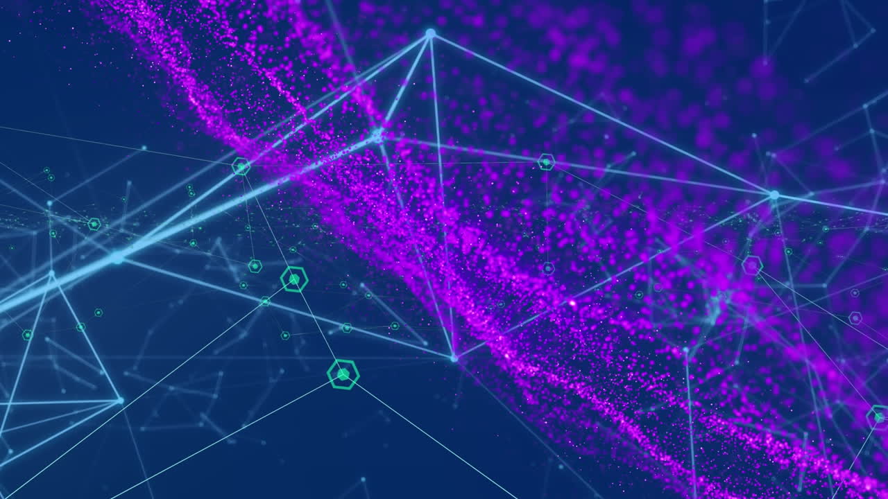 animação da rede de ligações com malha roxa brilhante
