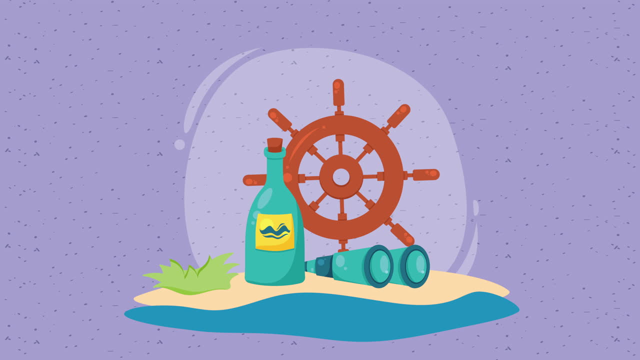 wooden ship helm nautical animation