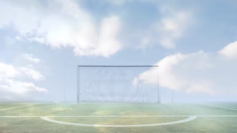 animation of flag of clouds moving over soccer field