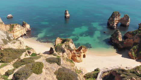 Seclude-sand-beaches-along-the-Atlantic,-Lagos,-Algarve