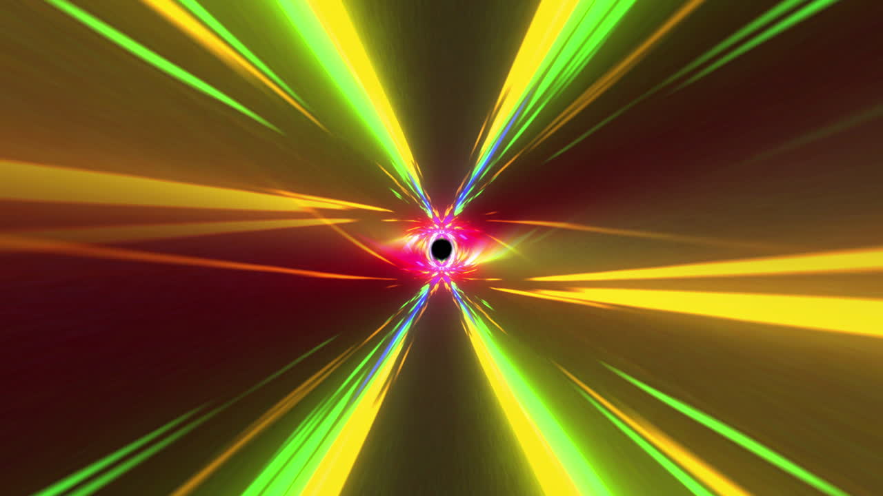 Animation of colourful tunnel moving over black background