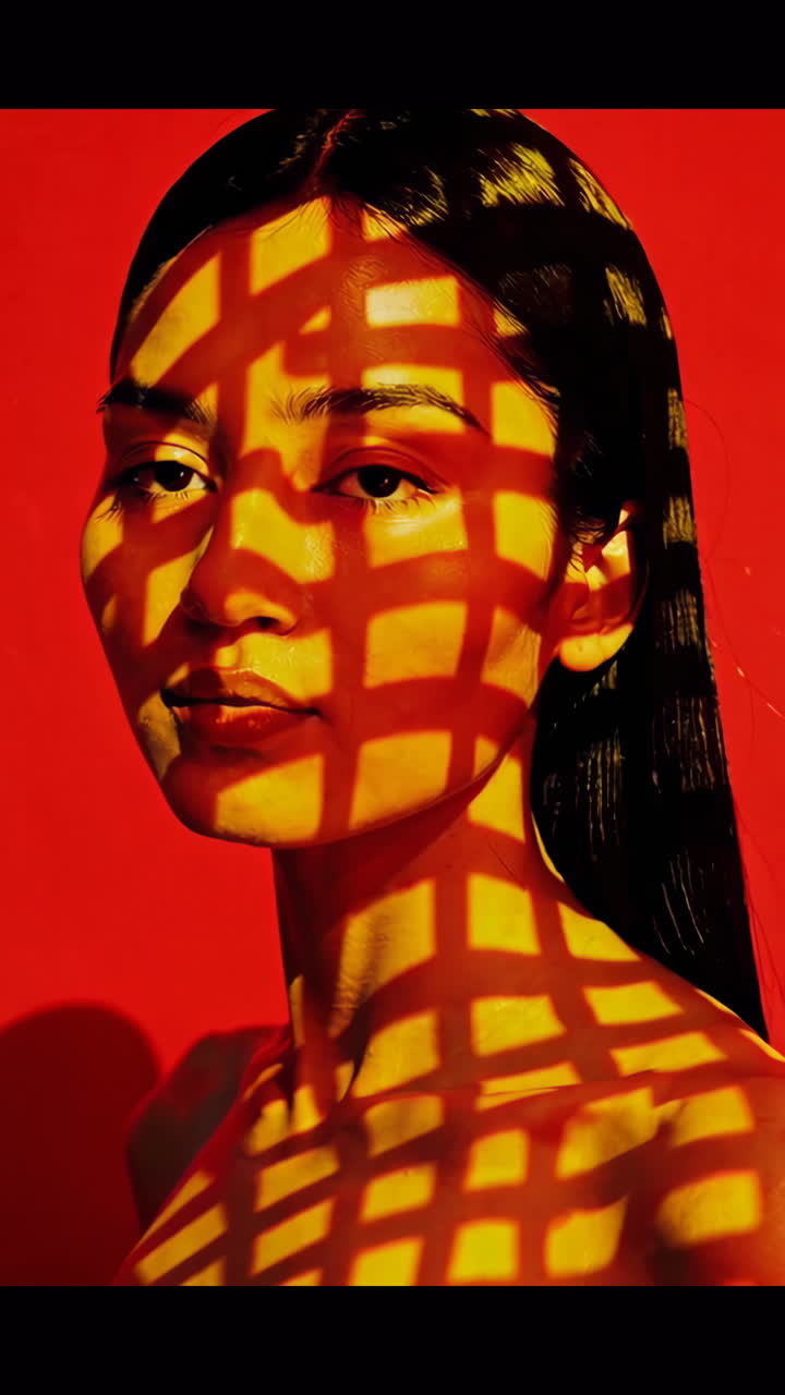 Woman Portrait with Grid Shadow