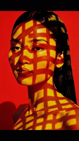 woman portrait with grid shadow