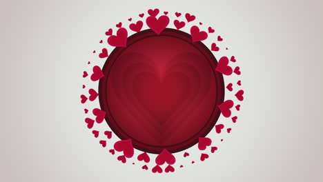 patrón de corazones rojos en círculo en degradado blanco