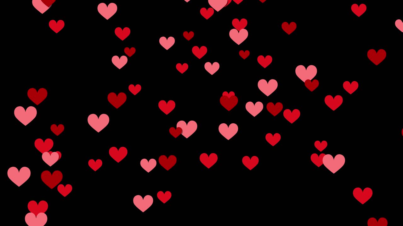 corazones animados en cascada contra fondos vibrantes