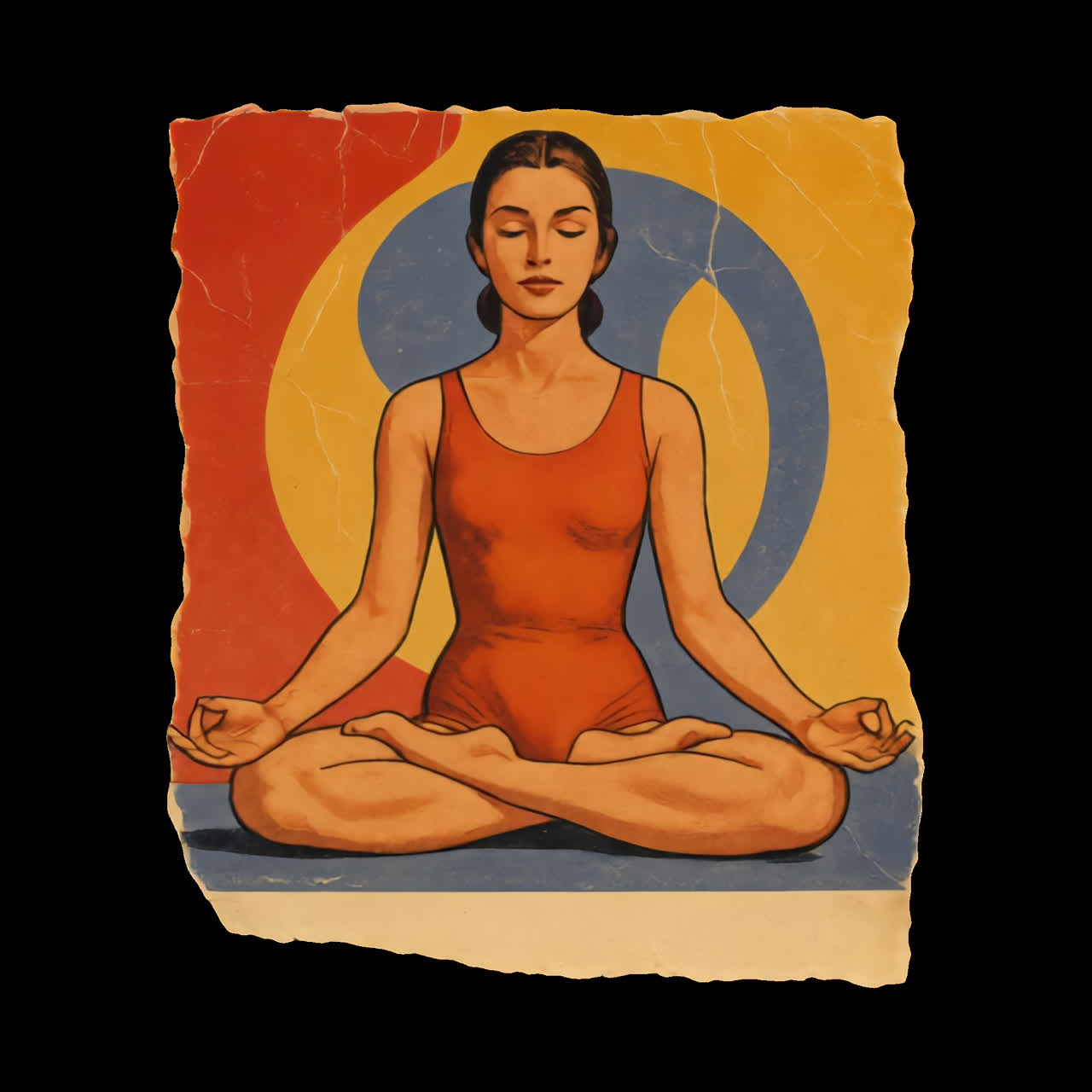 Rendering in 3D di arte animata per poster di meditazione yoga vintage, risorsa isolata, video 4K trasparente, canale alfa