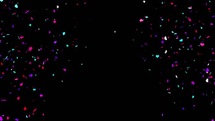 Coriandoli colorati su green screen e sfondo nero