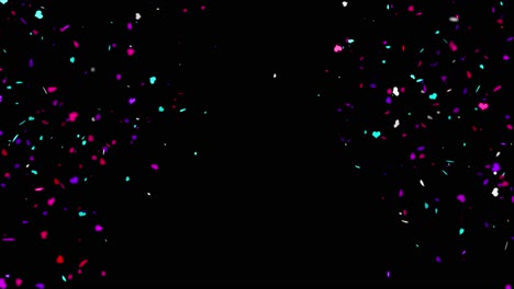 colorful confetti on green screen and black background