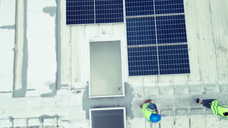 overhead, solar energy and construction teamwork