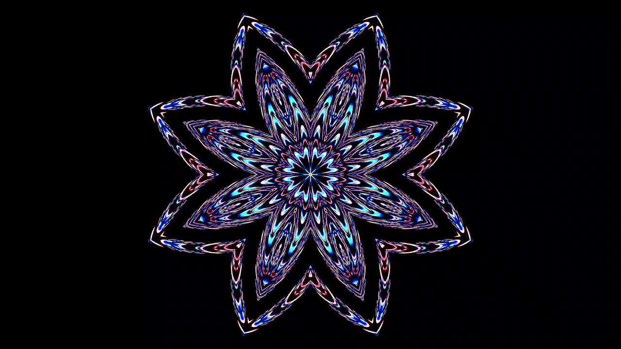 líneas coloridas ondas brillantes forma de flor fondo caleidoscopio resumen