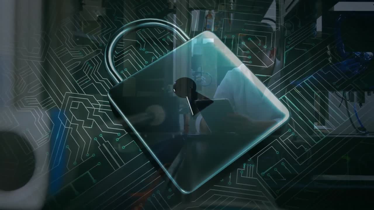 animación de un candado digital sobre sicentist usando una tableta