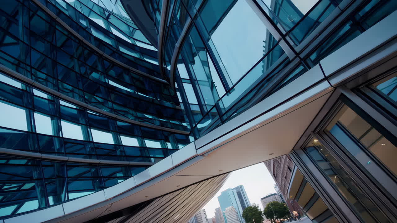 Modern Glass Building with Curved Facade