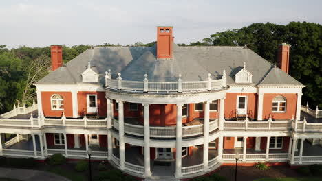 panning aerial view shows the entire roger williams park casino building