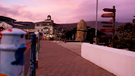 beautiful hermanus cbd during twilight - soft pink sky