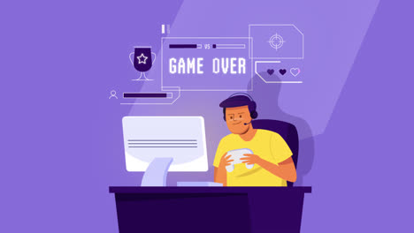 gráfico de movimiento del concepto de juegos en línea ilustrado