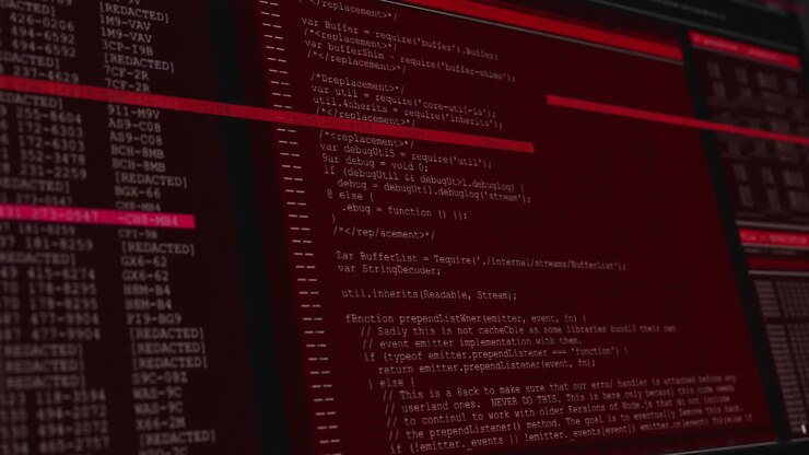 Animation of data processing on black background