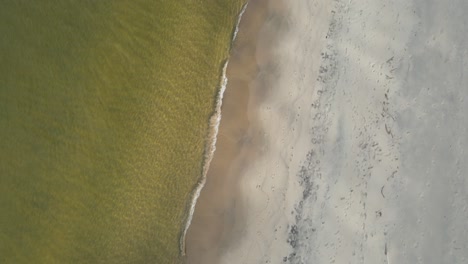 waterline track, waves lapping on the sand at lake michigan
