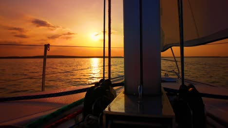 sailing boat in the mediterranean sea during scenic sunset