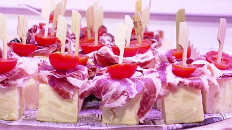 cheese and ham skewers