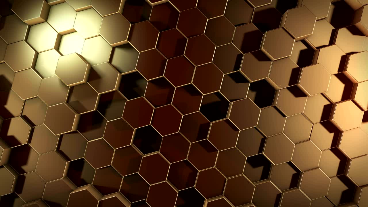 tecnología de movimiento abstracto hexágonos dorados fondo
